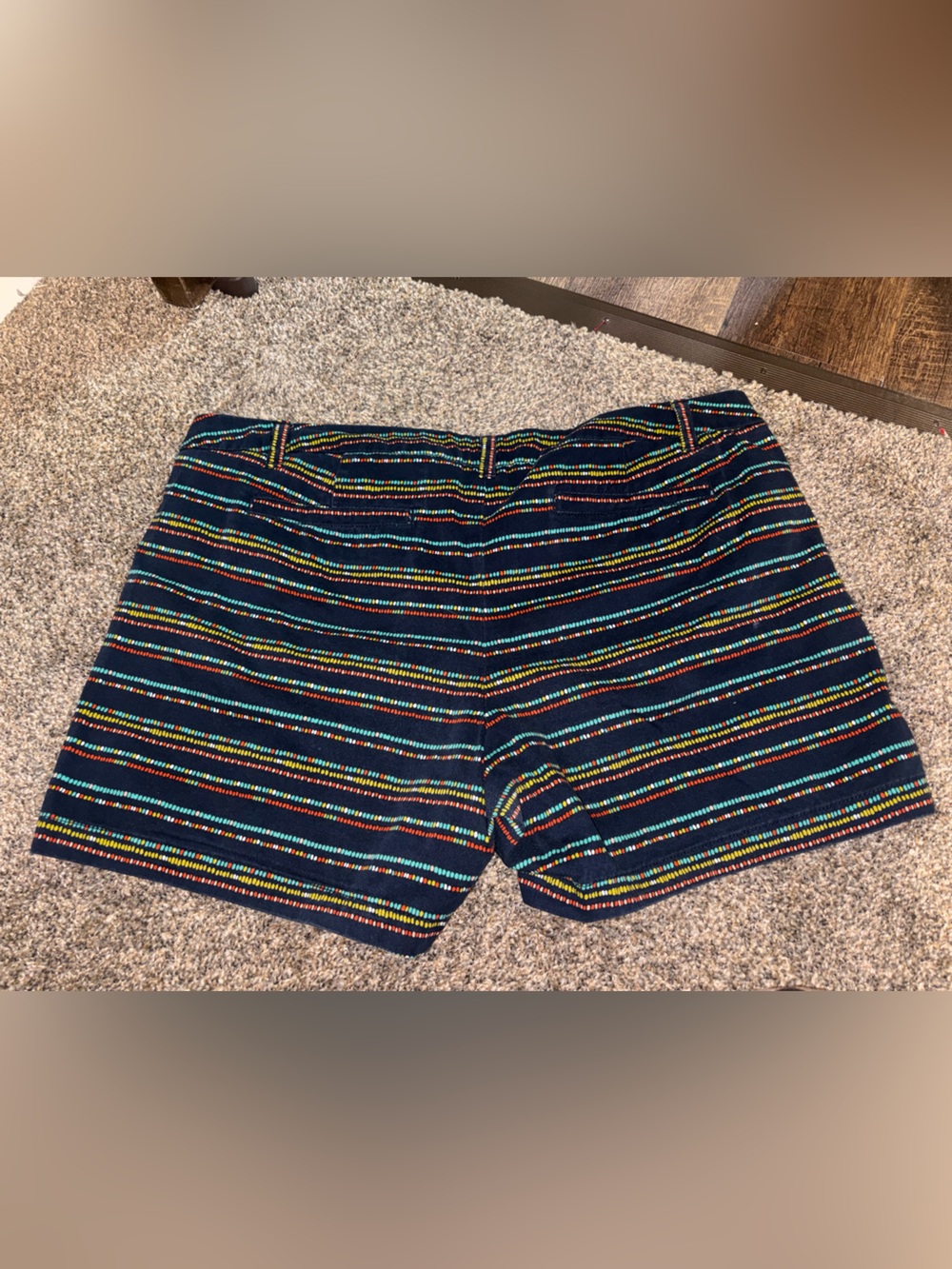 Women’s Navy Multicolor Stripe Casual Shorts